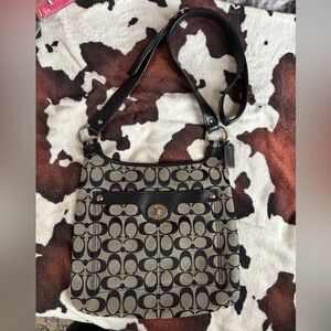 Stylish Black and Gray Coach Bag